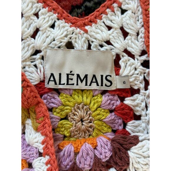 Alemais Crochet Maxi Dress 6 Granny Square Women's Resort Pool Beach - Picture 3 of 12